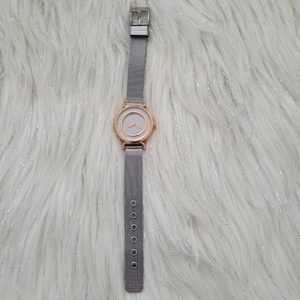 Two-Tone Mesh Metal Watch